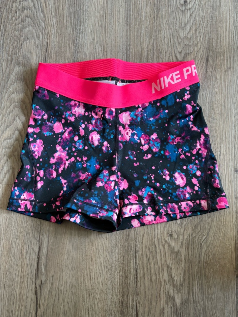 Nike Pink Splash Print Pro Bike Shorts